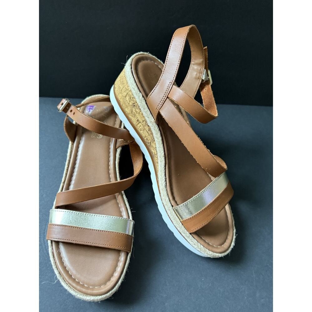 Coach and Four Banno Wedge Sandals Women’s 7.5M Brown Strappy Slingback Platform